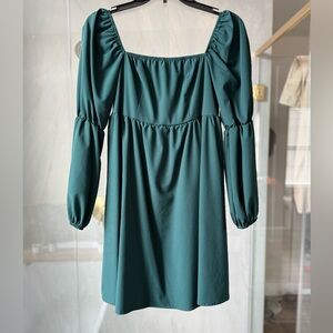 EXLURA Womens Square Neck Dress Puff Sleeve A-Line